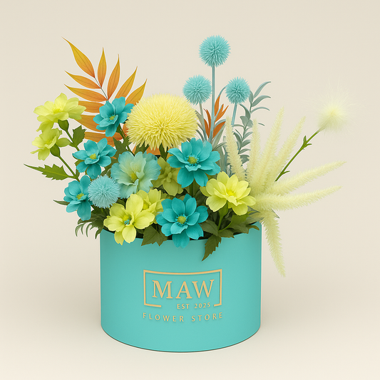 Azure Bloom – Vibrant Elegance in Blue & Lime