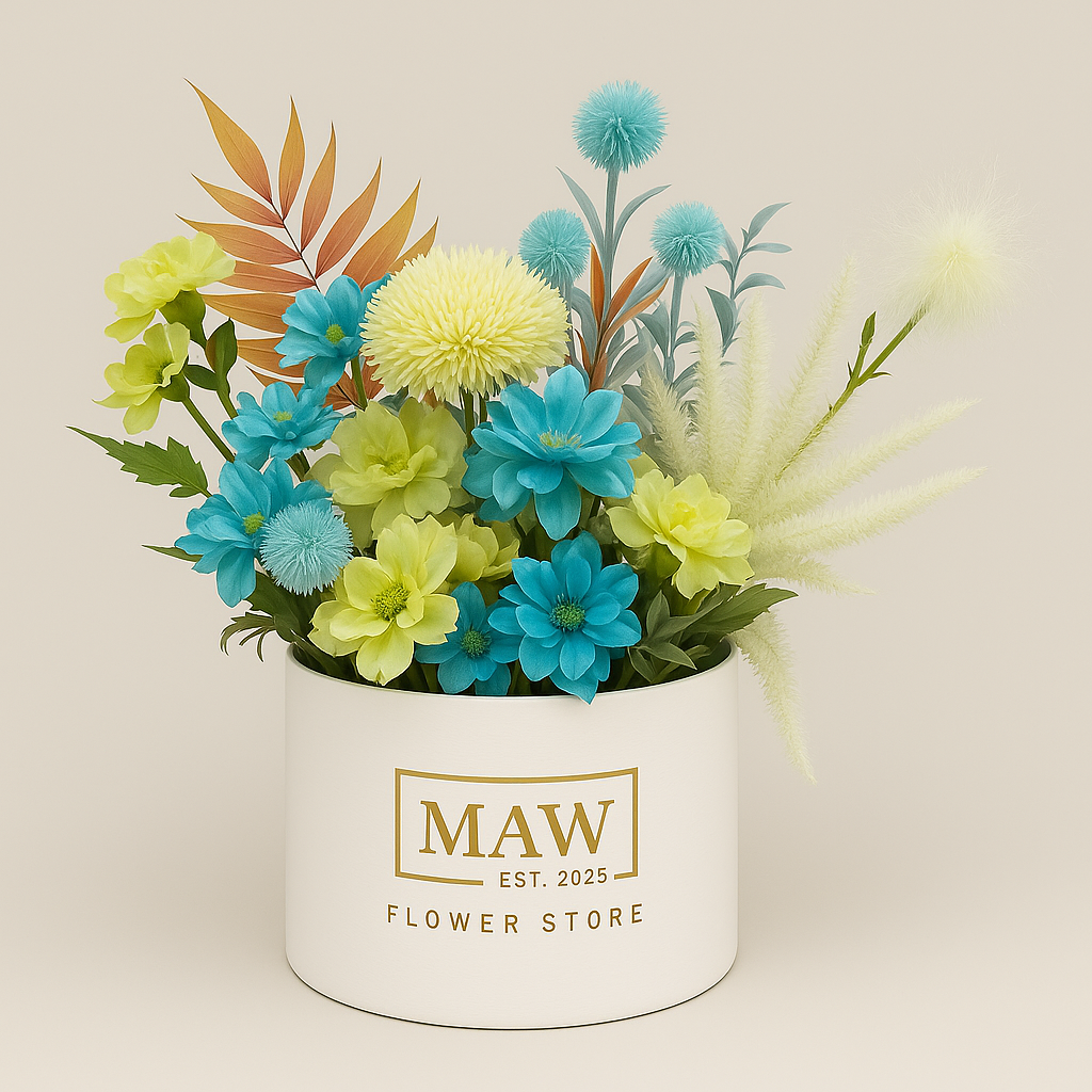 Azure Bloom – Vibrant Elegance in Blue & Lime