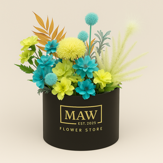 Azure Bloom – Vibrant Elegance in Blue & Lime