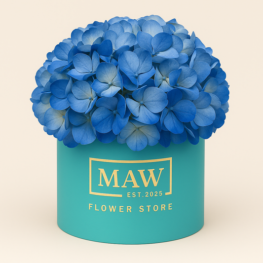 Azure Grace – Premium Blue Hydrangea Bloom Box