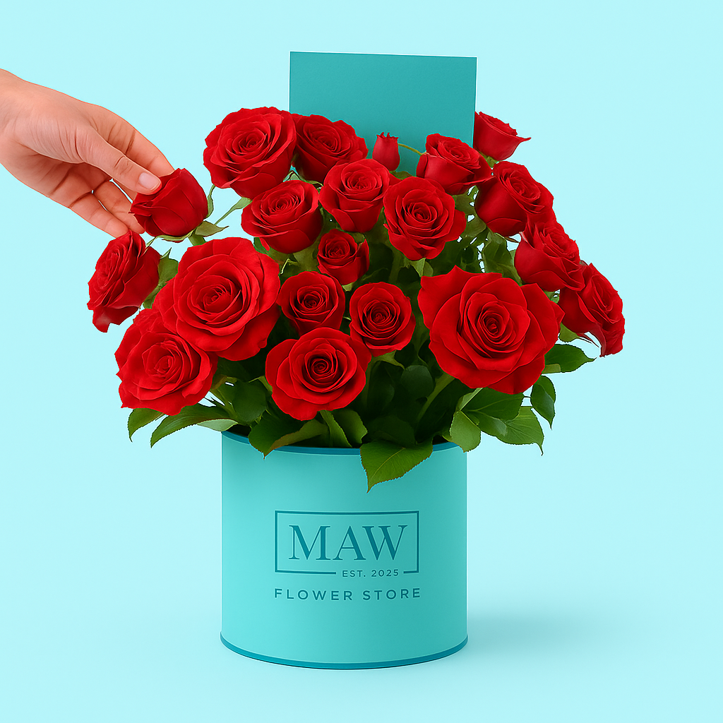 Deluxe Red Roses Round Box – A Bold and Elegant Statement of Red Roses